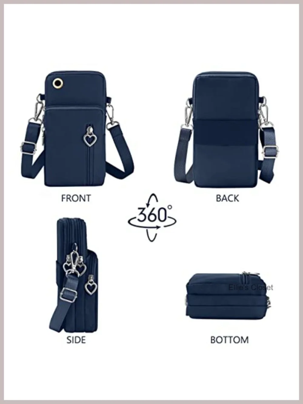 Waterproof Nylon Crossbody Phone Bag with Adjustable Strap